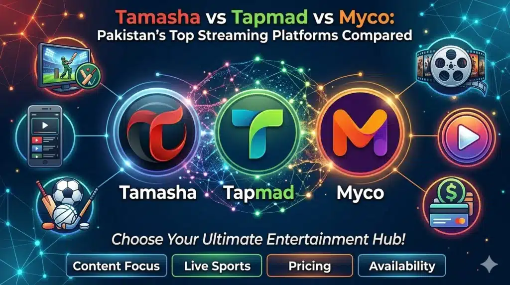 Tamasha vs Tapmad vs Myco comparison for watching PSL live in Pakistan.