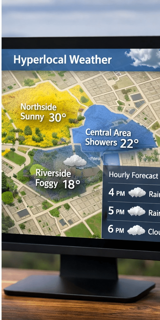Farmer glancing at the hyper local weather alert on the rain, wind, and temperature variations.