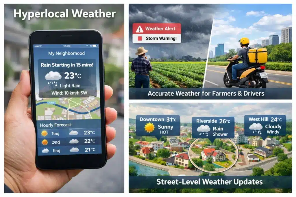 Deliver rider with hyperlocal weather application to plan the route safely and update on the local forecast.