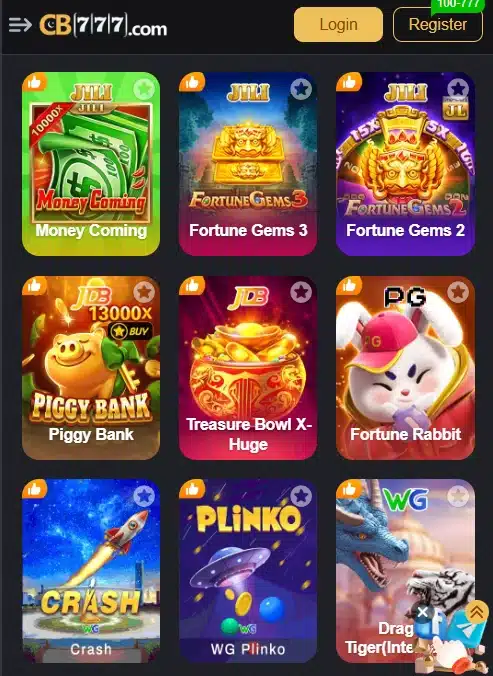 ss shows CB 777 Game registration and login process with welcome bonus offer