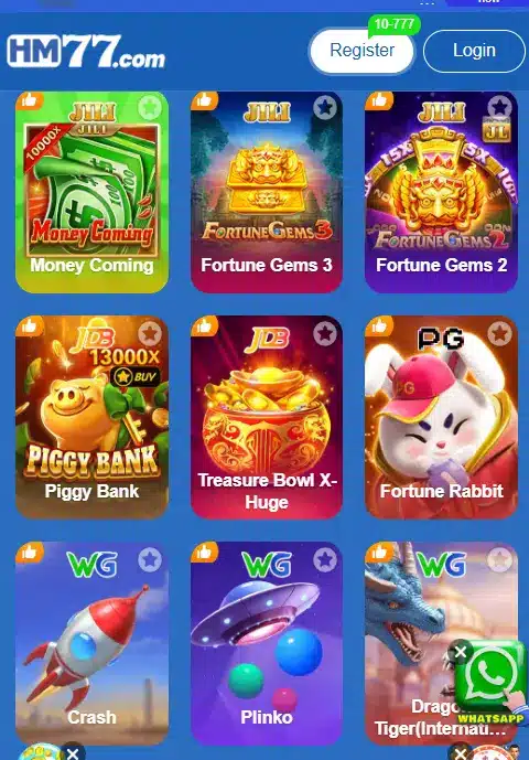 Hm77 Game APK home screen interface on Android mobile.
screenshot proved
