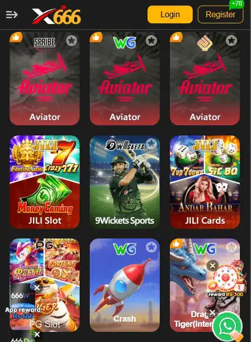 X666 Game APK 2026 home screen preview for low RAM Android phones