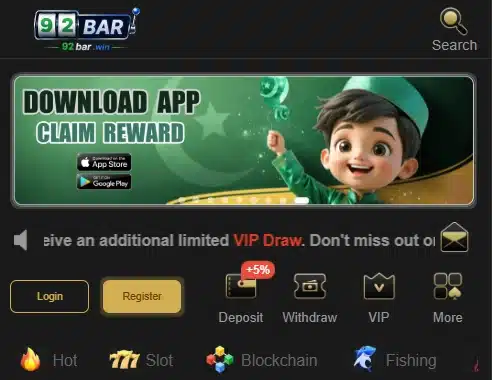 92Bar online earning game download highlighting coins, rewards, and gameplay options